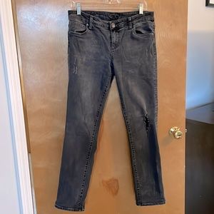 Kut from the Kloth Catherine Distressed Boyfriend Jeans in Light Black Wash